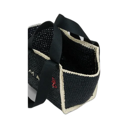 Logo Embroidered Woven Top Handle Tote Bag