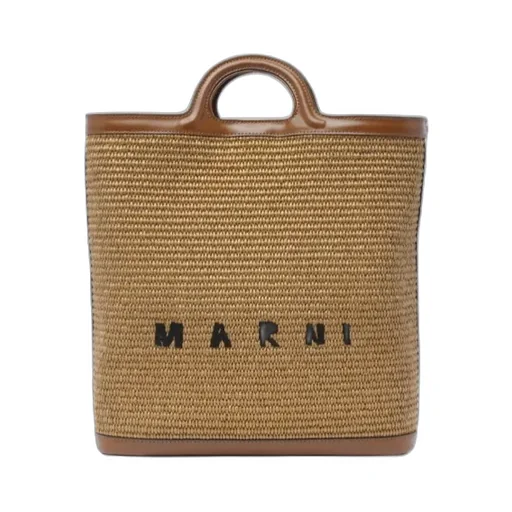 Tropicalia Logo Embroidered Raffia Tote Bag