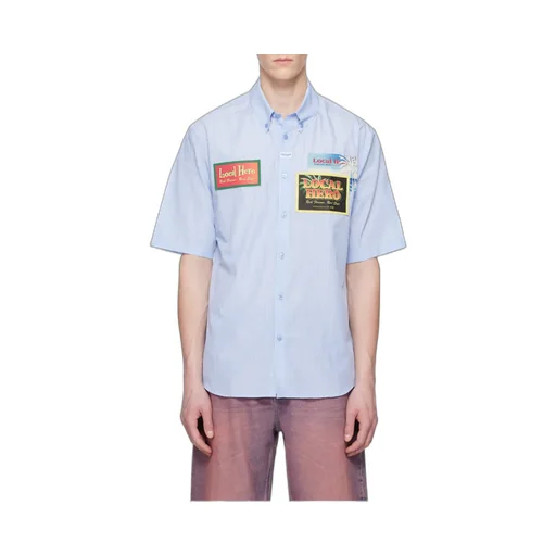 Short-Sleeved Pinstriped Shirt