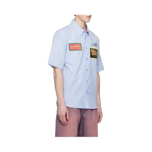 Short-Sleeved Pinstriped Shirt