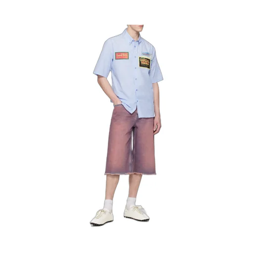 Short-Sleeved Pinstriped Shirt