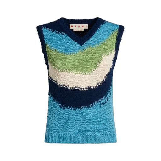 Wavy Striped Knitted Vest