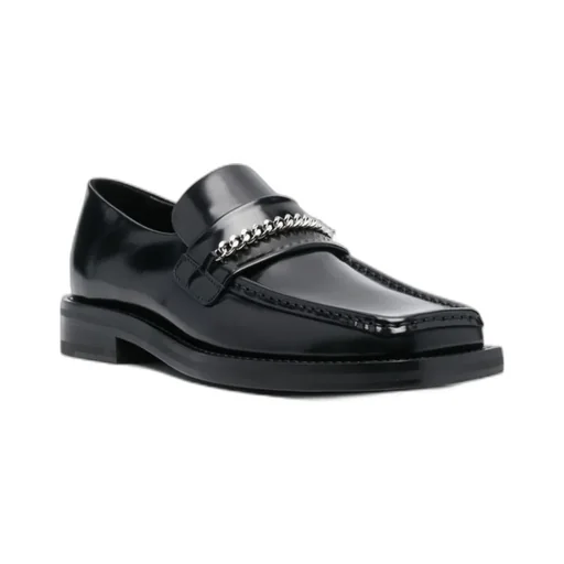 Chain-Lined Square Toe Loafers