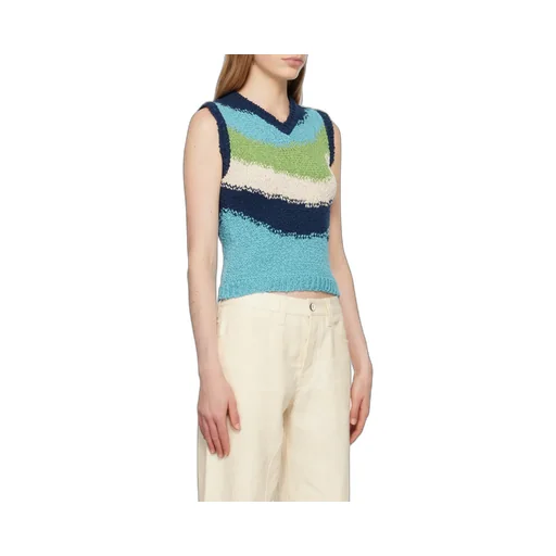 Wavy Striped Knitted Vest
