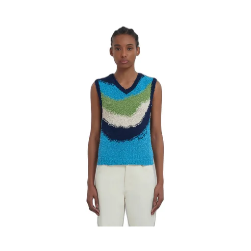 Wavy Striped Knitted Vest