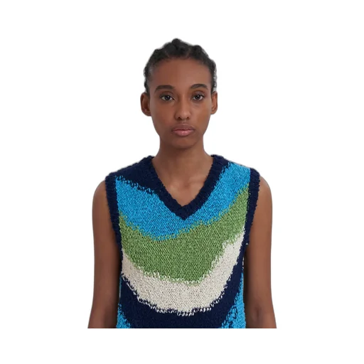 Wavy Striped Knitted Vest