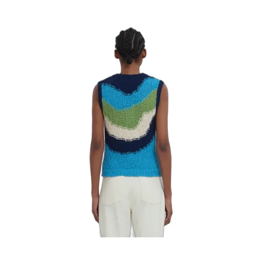 Wavy Striped Knitted Vest