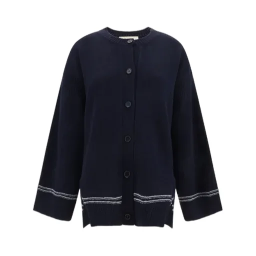 Logo Intarsia Button-Up Cardigan