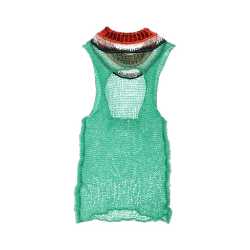 Cut-Out Detailed Mesh Knitted Tank Top