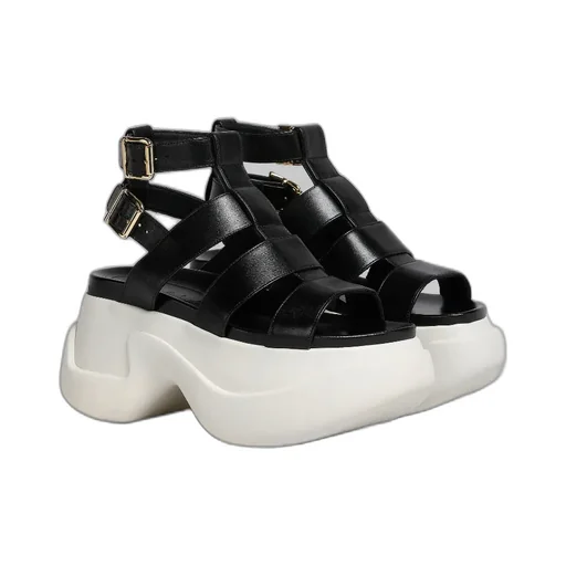 Leather Gladiator Sandal With Platform Sole