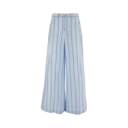 Poplin Striped Wide-Leg Trousers