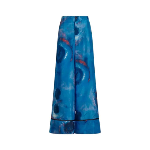 Allover Printed Wide-Leg Trousers