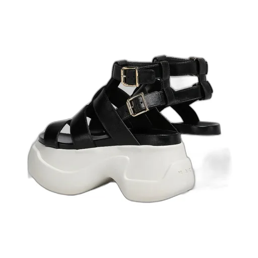 Leather Gladiator Sandal With Platform Sole