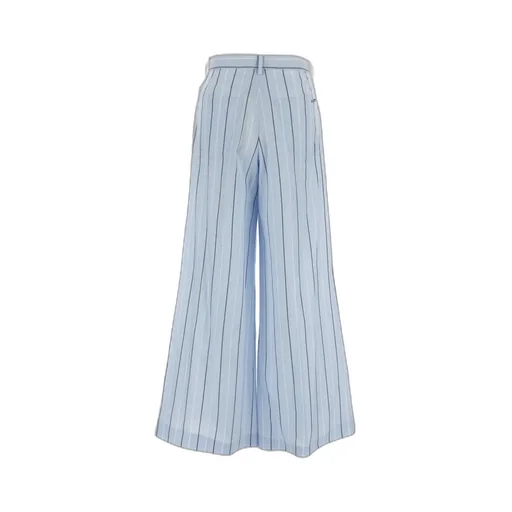 Poplin Striped Wide-Leg Trousers