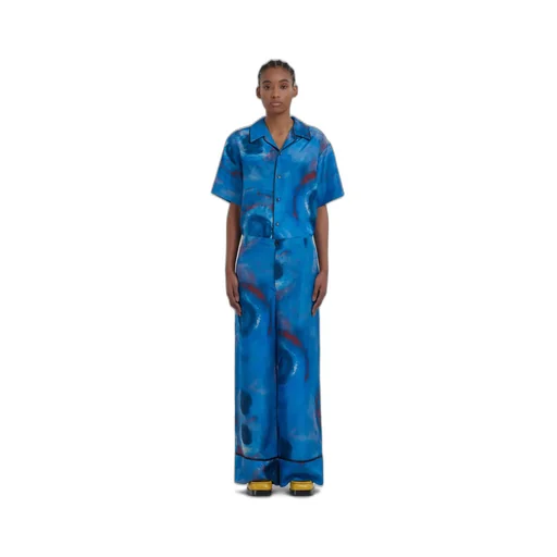 Allover Printed Wide-Leg Trousers