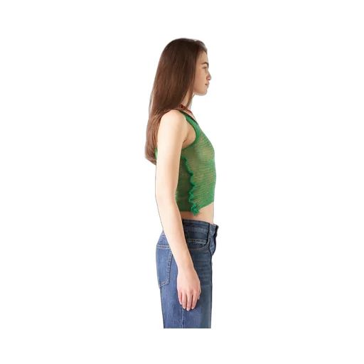 Cut-Out Detailed Mesh Knitted Tank Top