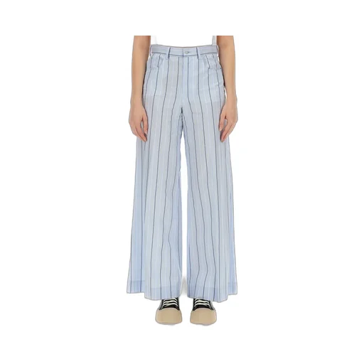 Poplin Striped Wide-Leg Trousers