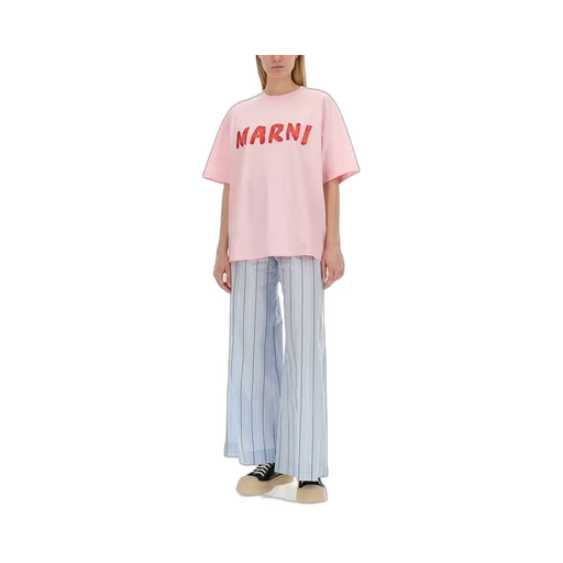 Poplin Striped Wide-Leg Trousers