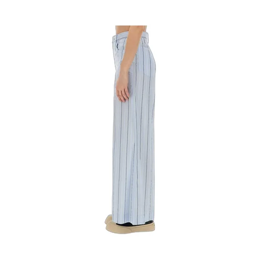 Poplin Striped Wide-Leg Trousers
