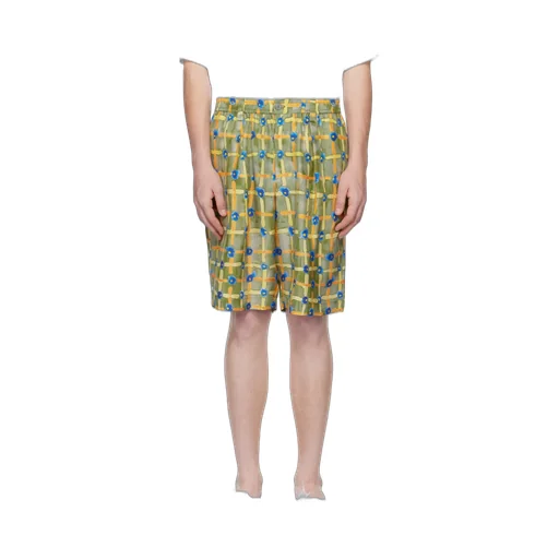 Abstract-Printed Pleated Bermuda Shorts