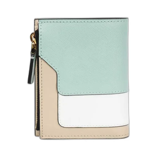 Logo Detailed Panelled Zipped Wallet