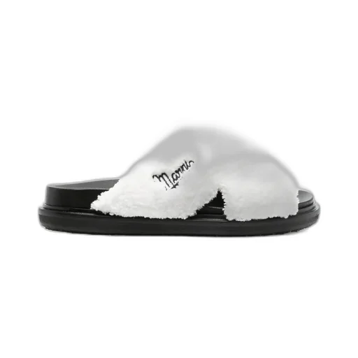 Logo-Embroidered Shearling Sandals