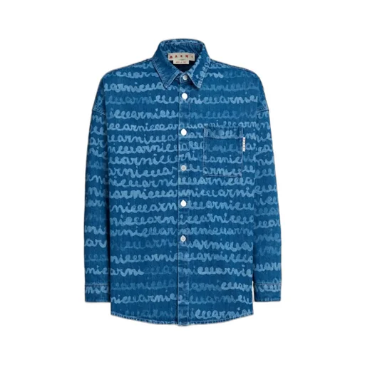 Logo Printed Buttoned Denim Shirt