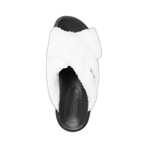 Logo-Embroidered Shearling Sandals