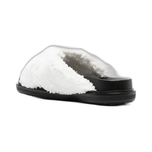 Logo-Embroidered Shearling Sandals