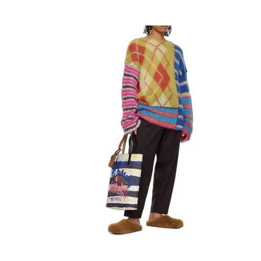 Graphic Printed Striped Tote Bag