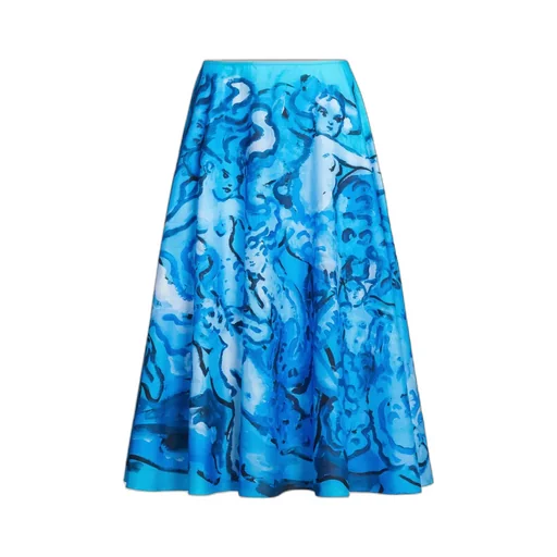 Printed Full Poplin Skirt