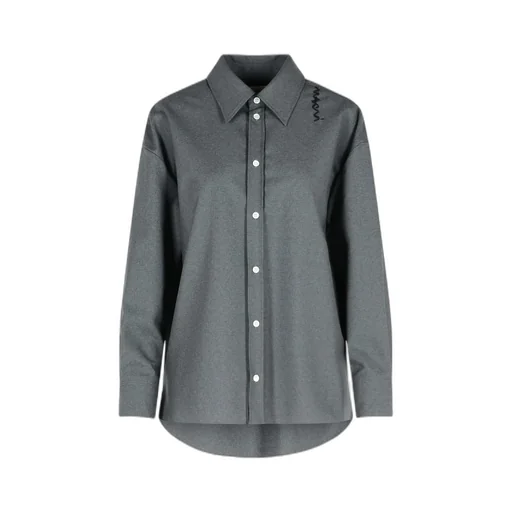 Logo Embroidered High-Low Hem Shirt
