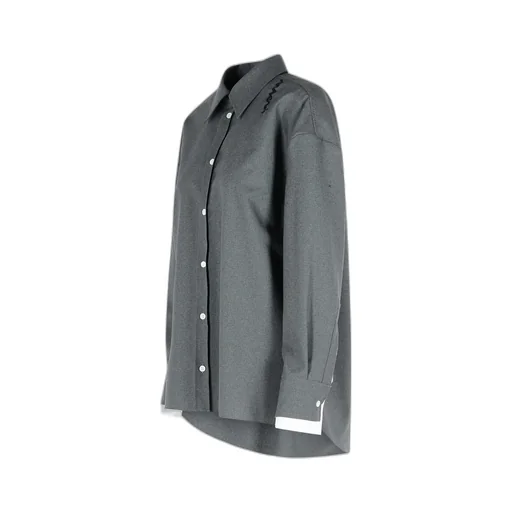 Logo Embroidered High-Low Hem Shirt