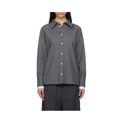 Logo Embroidered High-Low Hem Shirt
