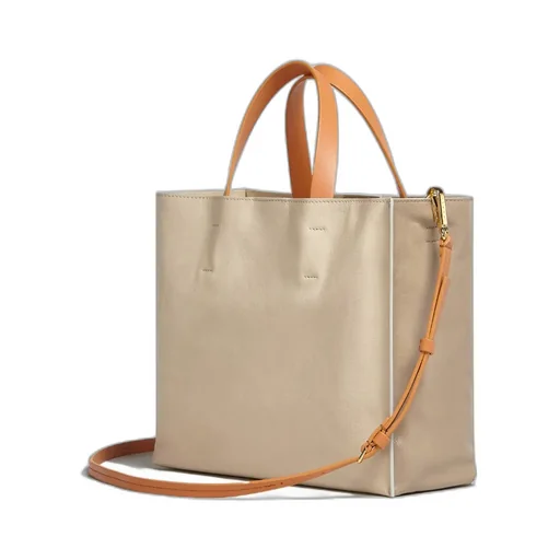 Logo Print Leather Shoulder Bag