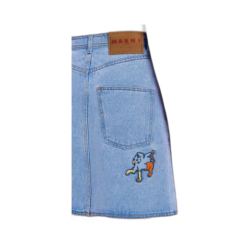 Denim Skirt With Embroidery