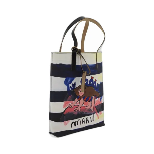 Graphic Printed Striped Tote Bag