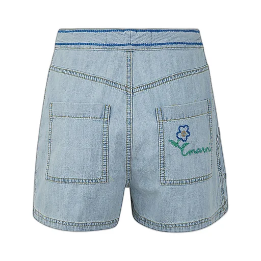 Embroidered-Logo Denim Shorts