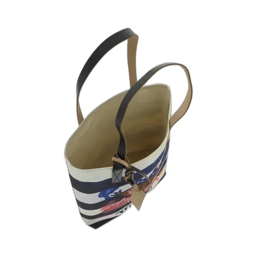 Graphic Printed Striped Tote Bag