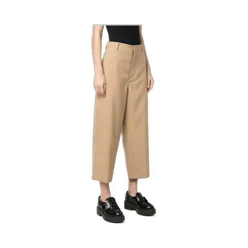 Wide Leg Cropped Wool Trousers