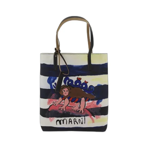Graphic Printed Striped Tote Bag