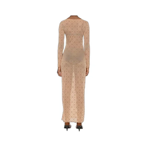 Moonogram Mesh Flock Long Dress