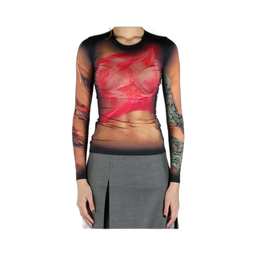 Graphic Printed Long-Sleeved Top