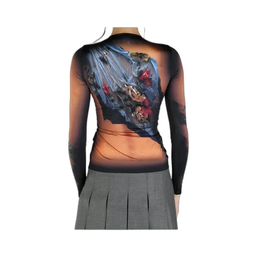 Graphic Printed Long-Sleeved Top