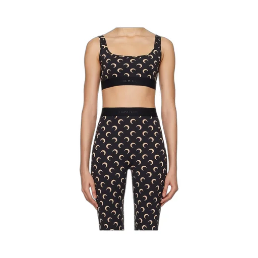 Moon-Print Knitted Sports Bra