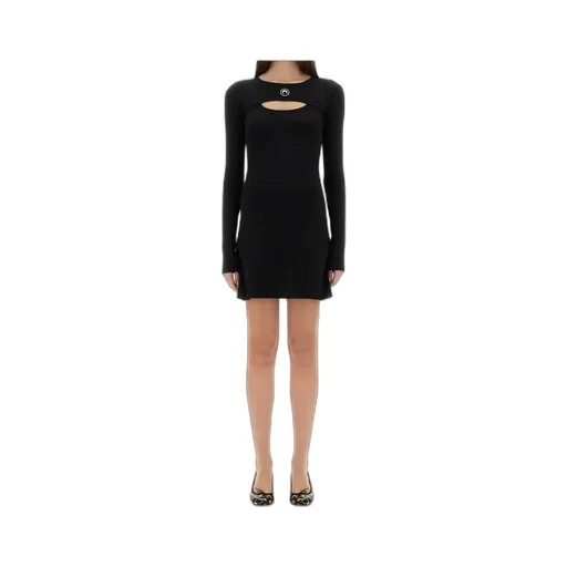 Logo Patch Cut-Out Ribbed Mini Dress