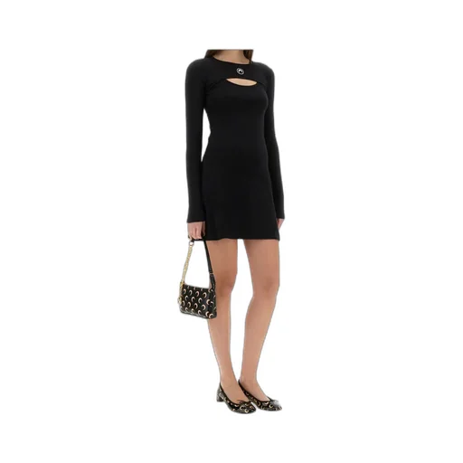 Logo Patch Cut-Out Ribbed Mini Dress