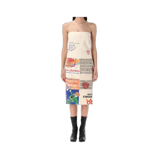Graphic Printed Bustier Midi Dress