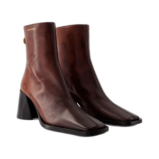 Square Toe Zipped Ankle Boots