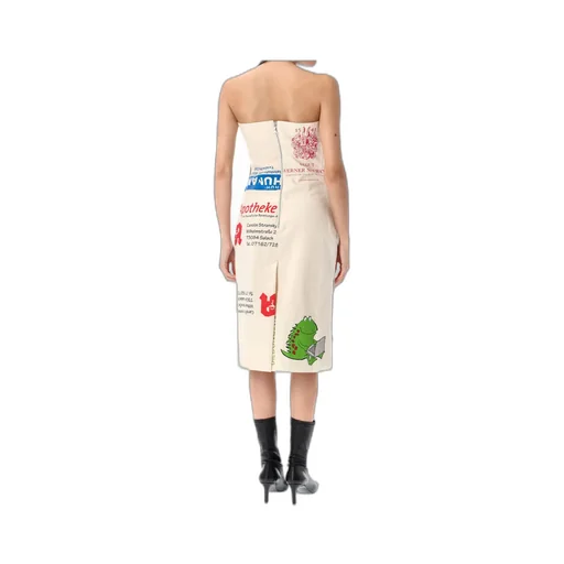 Graphic Printed Bustier Midi Dress
